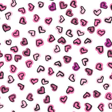 Seamless pattern with hand drawn hearts. Happy Valentine s Day. Stock Illustration