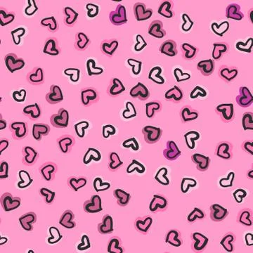 Seamless pattern with hand drawn hearts. Happy Valentine s Day. Stock Illustration