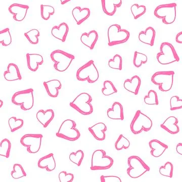 Seamless pattern with hand drawn hearts. Stock Illustration