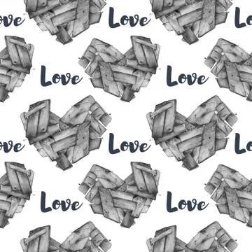 Seamless pattern with hand drawn hearts. Creative abstract texture for wrapping Stock Illustration