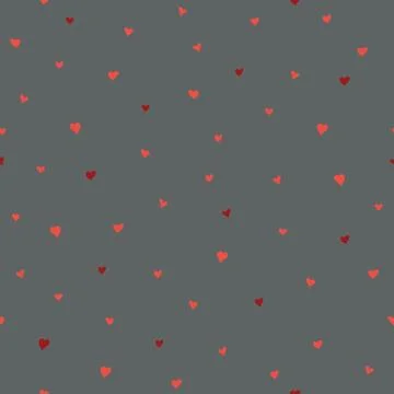 Seamless pattern with hand-drawn hearts on dark green background in boho style. Stock Illustration