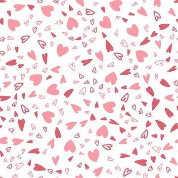 Seamless pattern with hand drawn hearts. vector illustration of romantic cart Stock Illustration