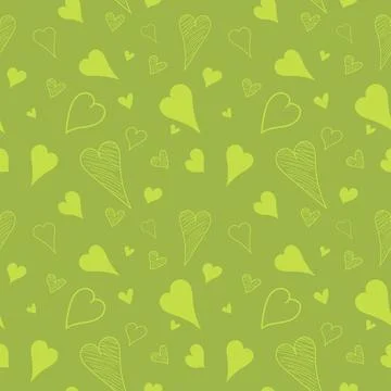 Seamless pattern with hand drawn hearts Stock Illustration