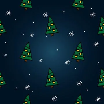 Seamless pattern with hand drawn holiday tree 스톡 일러스트