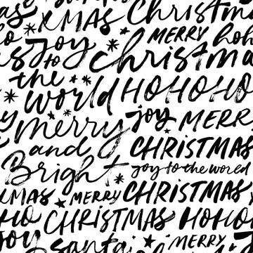 Seamless pattern with hand drawn holiday text. Stock Illustration