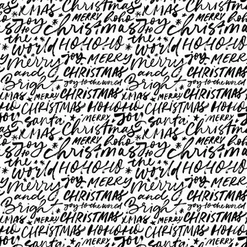 Seamless pattern with hand drawn holiday text. Stock Illustration
