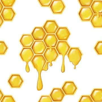 Seamless pattern with hand drawn honeycombs. Texture for aprons, wrapping pap Stock Illustration