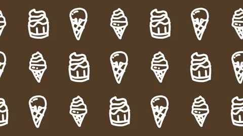 Seamless pattern of hand-drawn ice cream cones and sundae cups Stock Footage 336317114