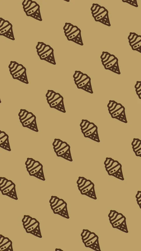 Seamless pattern of hand-drawn ice cream cones on an abstract brown background Stock Footage 338262995
