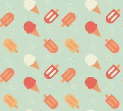 Seamless pattern with hand drawn ice cream Stock Illustration