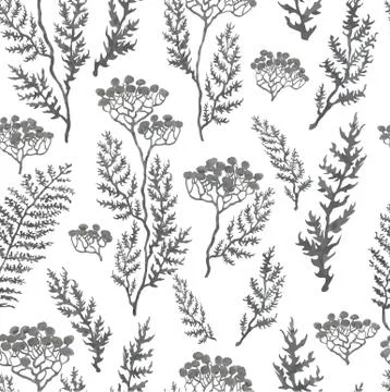 Seamless pattern with hand drawn illustration of flowers Stock Illustration
