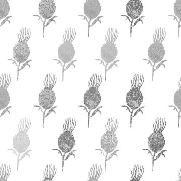Seamless pattern with hand drawn illustration of plants Stock Illustration