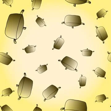 Seamless pattern. Hand drawn illustration of kitchen pots Stock Illustration