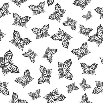 Seamless pattern with hand-drawn insects 스톡 일러스트