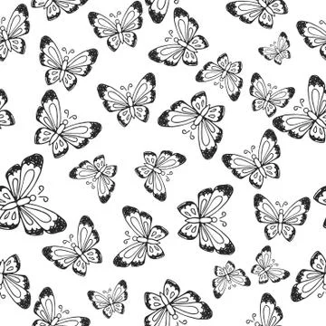 Seamless pattern with hand-drawn insects Illustrazione stock