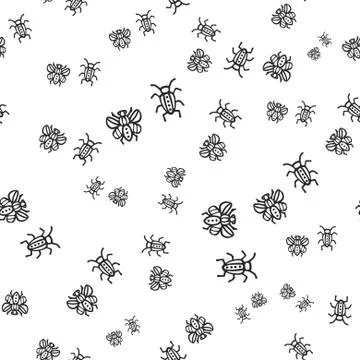 Seamless pattern with hand-drawn insects Illustrazione stock