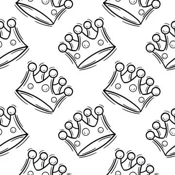 Seamless pattern hand drawn kings crown Stock Illustration