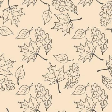 Seamless pattern with hand drawn leaves Illustrazione stock