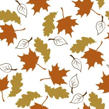 Seamless pattern with hand drawn leaves Stockillustratie