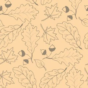 Seamless pattern with hand drawn leaves Illustrazione stock