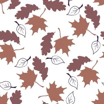 Seamless pattern with hand drawn leaves Stock Illustration