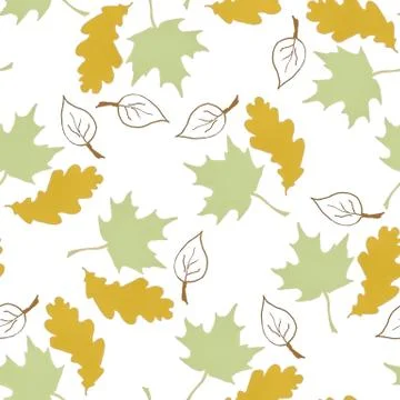 Seamless pattern with hand drawn leaves 스톡 일러스트