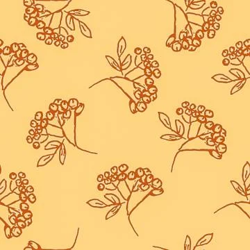 Seamless pattern with hand drawn leaves Stock Illustration