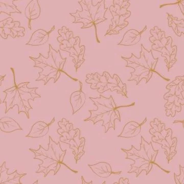 Seamless pattern with hand drawn leaves Illustrazione stock
