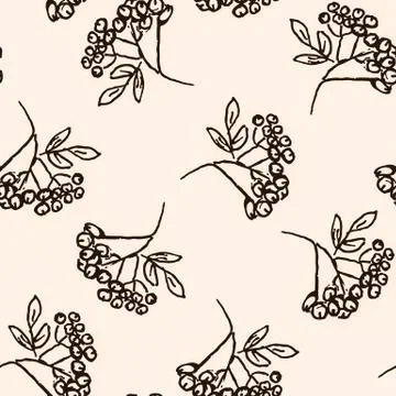 Seamless pattern with hand drawn leaves Stock Illustration