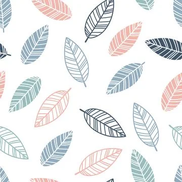 Seamless pattern with hand drawn leaves. Floral background. Cute elegant or.. Stock Illustration