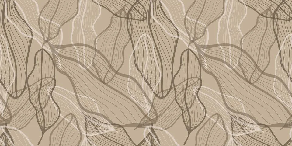 Seamless pattern with hand drawn leaves and branches. Stock Illustration