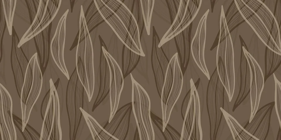 Seamless pattern with hand drawn leaves and branches. イラスト素材