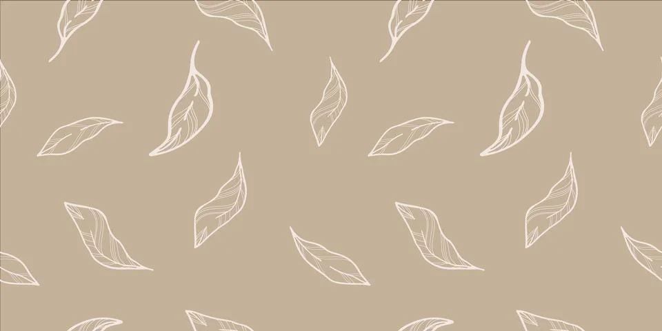 Seamless pattern with hand drawn leaves and branches. Ilustración de archivo