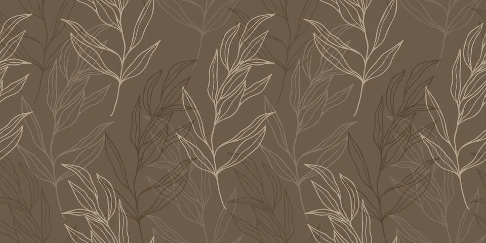 Seamless pattern with hand drawn leaves and branches. Stock Illustration