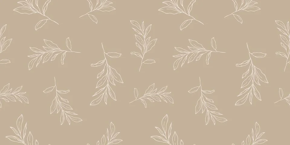 Seamless pattern with hand drawn leaves and branches. Иллюстрация