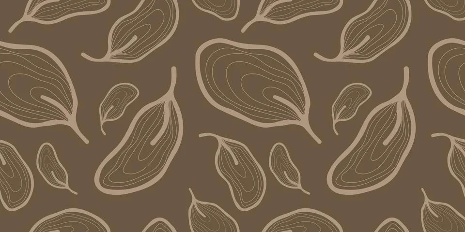 Seamless pattern with hand drawn leaves and branches. Illustration