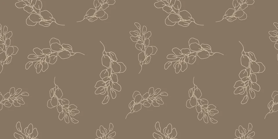 Seamless pattern with hand drawn leaves and branches. Stock Illustration