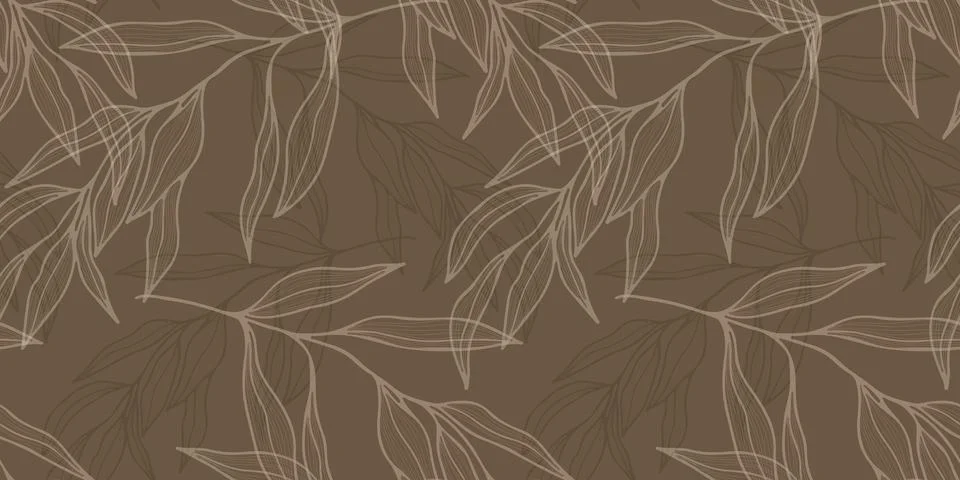 Seamless pattern with hand drawn leaves and branches. Иллюстрация
