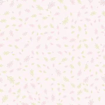 Seamless pattern with hand drawn leaves on a light pink background Illustrazione stock