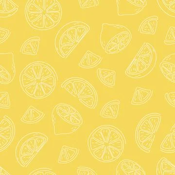 Seamless pattern of hand drawn lemons. Citrus fruit background. Perfect for Stock Illustration