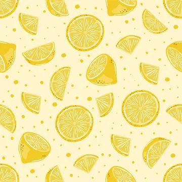 Seamless pattern of hand drawn lemons. Citrus fruit background. Perfect for Stock Illustration