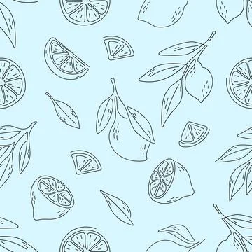 Seamless pattern of hand drawn lemons. Doodle hand drawn pattern Stock Illustration