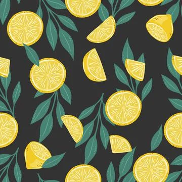 Seamless pattern of hand drawn lemons. Doodle hand drawn pattern Illustrazione stock