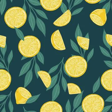Seamless pattern of hand drawn lemons. Doodle hand drawn pattern Stock Illustration