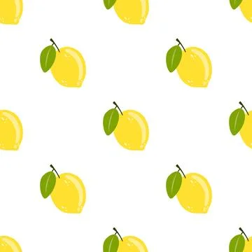 Seamless pattern with hand drawn lemons. Vector background with tasty citrus Stock Illustration