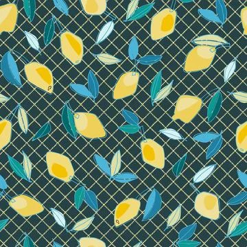 Seamless pattern with hand drawn lemons for textile, home decor, branding, vi Stock Illustration