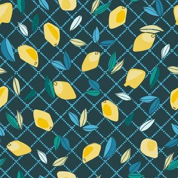 Seamless pattern with hand drawn lemons for textile, home decor, branding, vi Stock Illustration