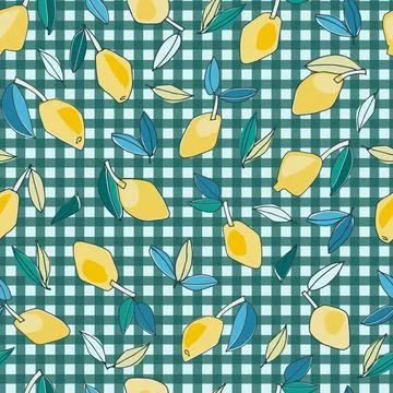 Seamless pattern with hand drawn lemons for textile, home decor, branding, vi Stock Illustration