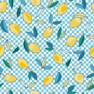 Seamless pattern with hand drawn lemons for textile, home decor, branding, vi Stock Illustration