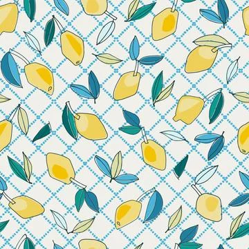 Seamless pattern with hand drawn lemons for textile, home decor, branding, vi Stock Illustration